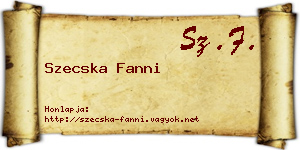 Szecska Fanni névjegykártya